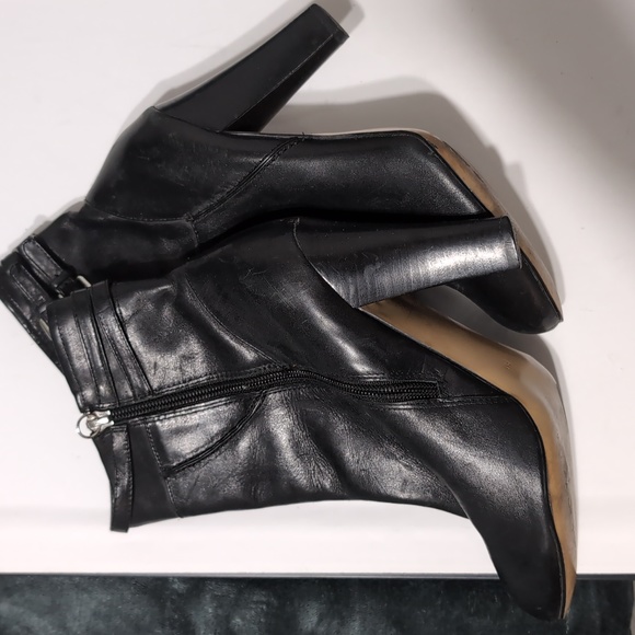 Audrey Brooke Black Leather Heeled Ankle Boots size 8 - Picture 4 of 10